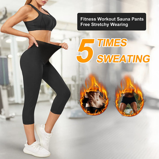 Junlan Sweat Hot Thermo Workout Slimming Leggings Capris