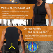 Junlan men neoprene sauna suit front and back  image, have correct posture and back support feature