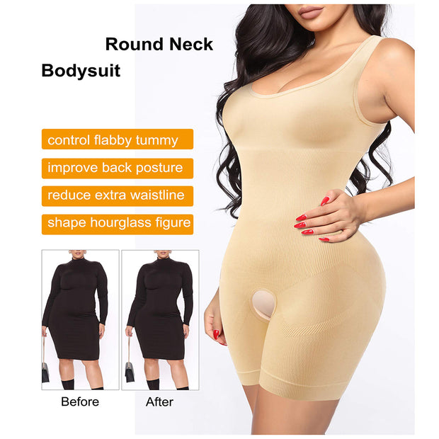 Junlan Women Scoop Neck Full Body Shaper Bodysuit